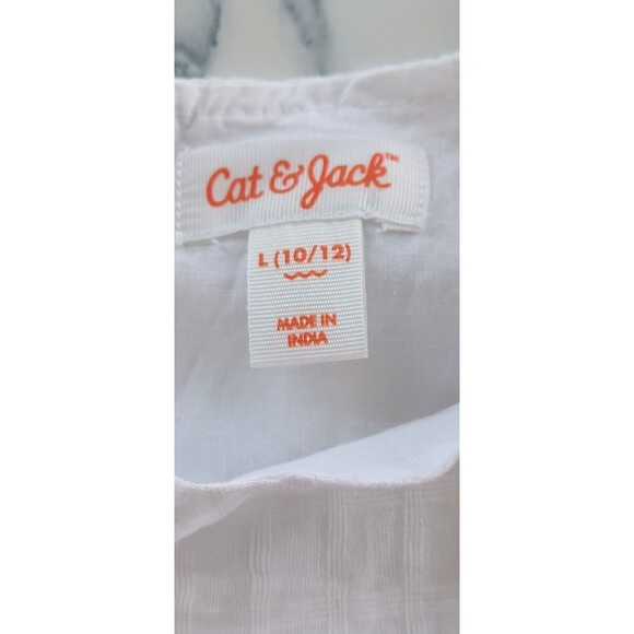 Cat & Jack Sundress Midi Girls Large (10-12) White Eyelet Sleeveless Tiered - Picture 8 of 10